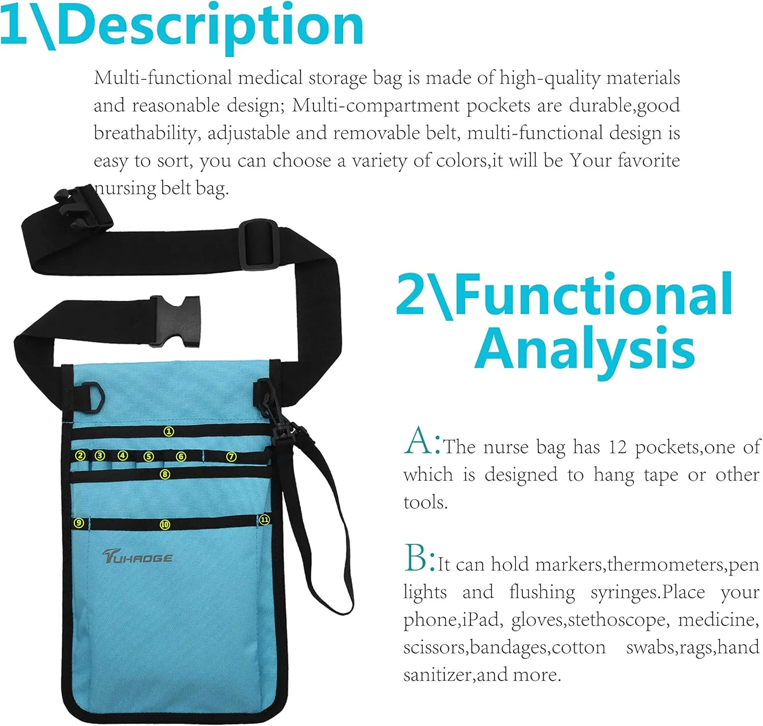 Nurse Storage Bag Practical Waist Bag Nurse Pocket Bag belt organizer pouch.