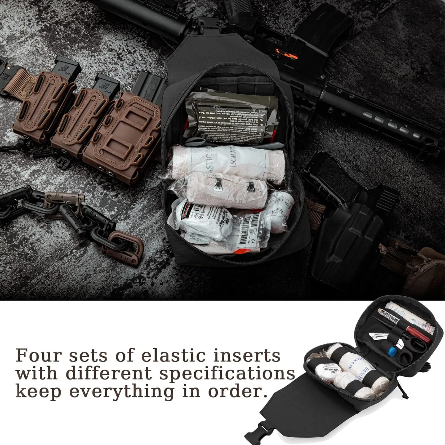 PETAC GEAR Tactical Rip Away Medical Pouch Tear Off First Aid IFAK Pouch Molle & Belt Horizontal Outdoor Emergency Survival Bag