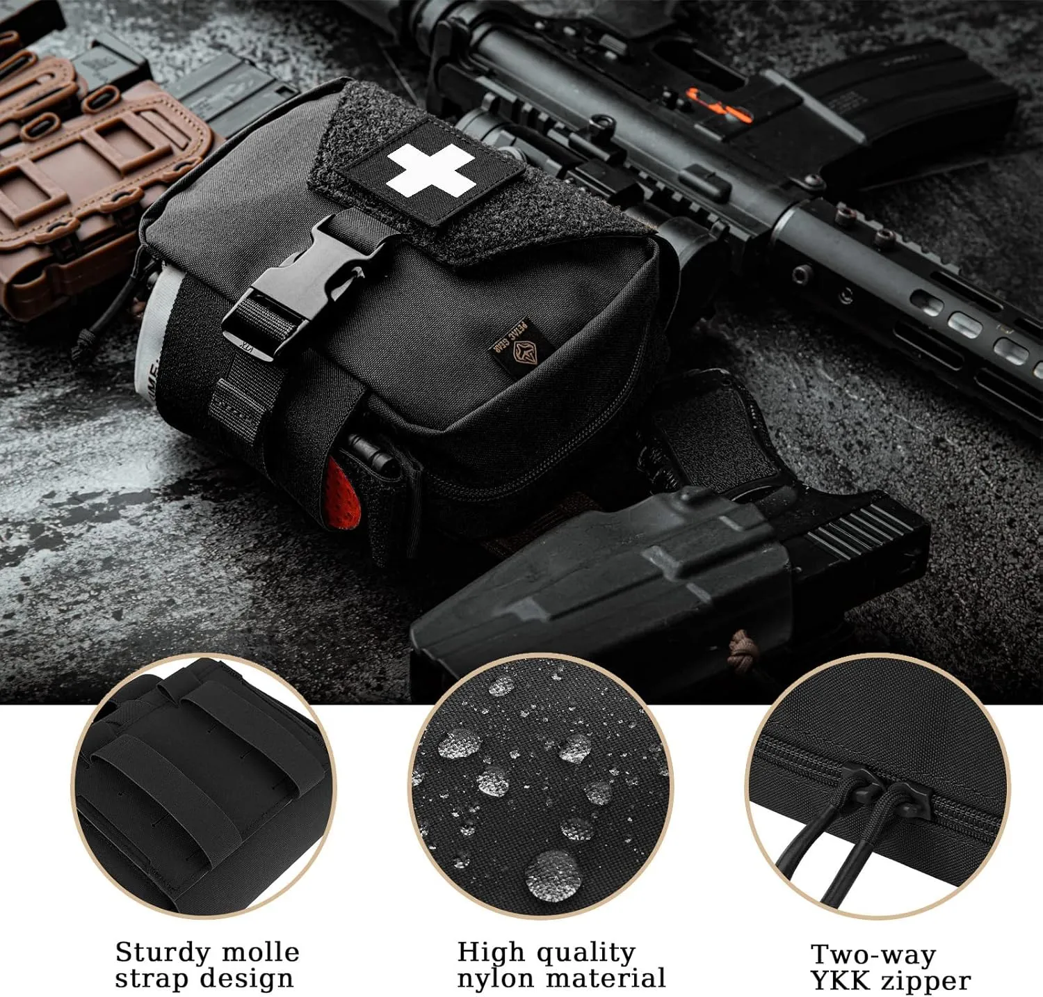 PETAC GEAR Tactical Rip Away Medical Pouch Tear Off First Aid IFAK Pouch Molle & Belt Horizontal Outdoor Emergency Survival Bag