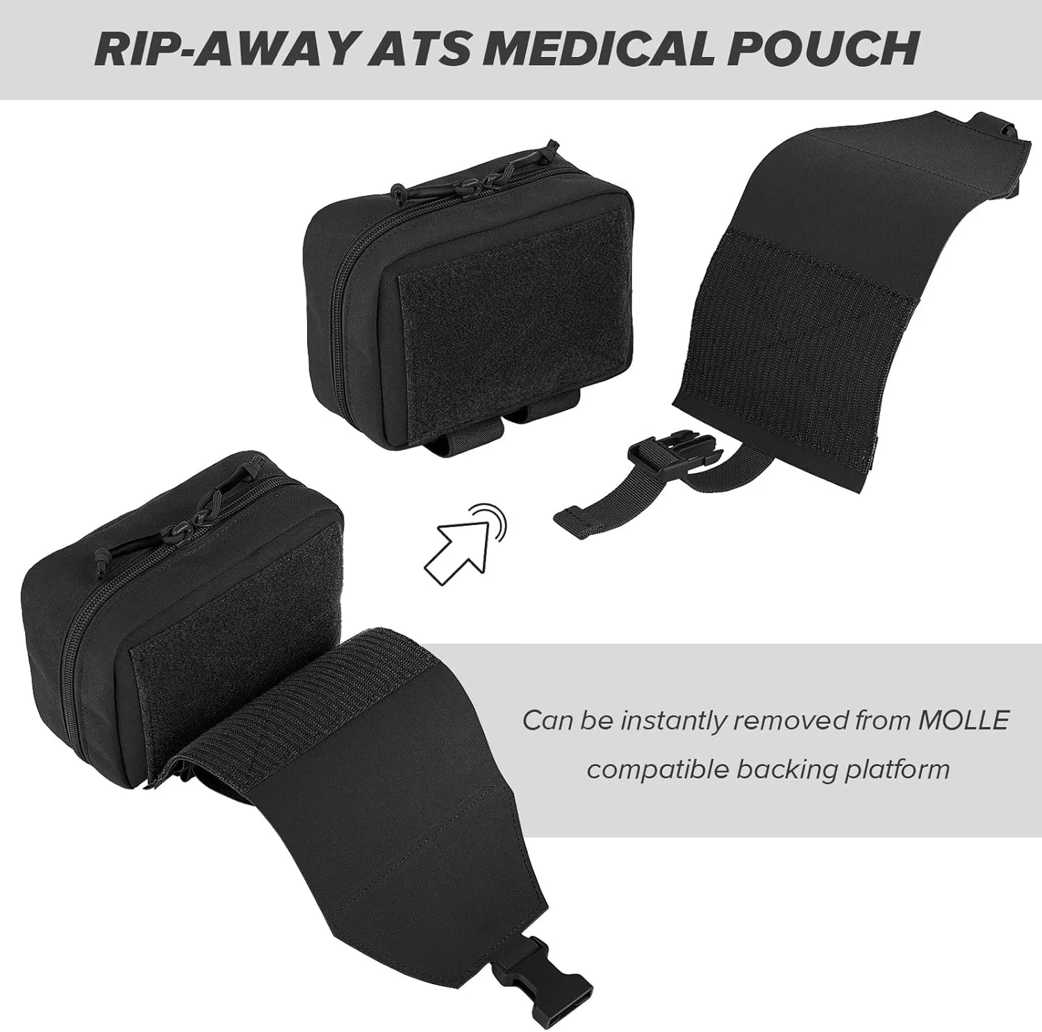 PETAC GEAR Tactical Rip Away Medical Pouch Tear Off First Aid IFAK Pouch Molle & Belt Horizontal Outdoor Emergency Survival Bag