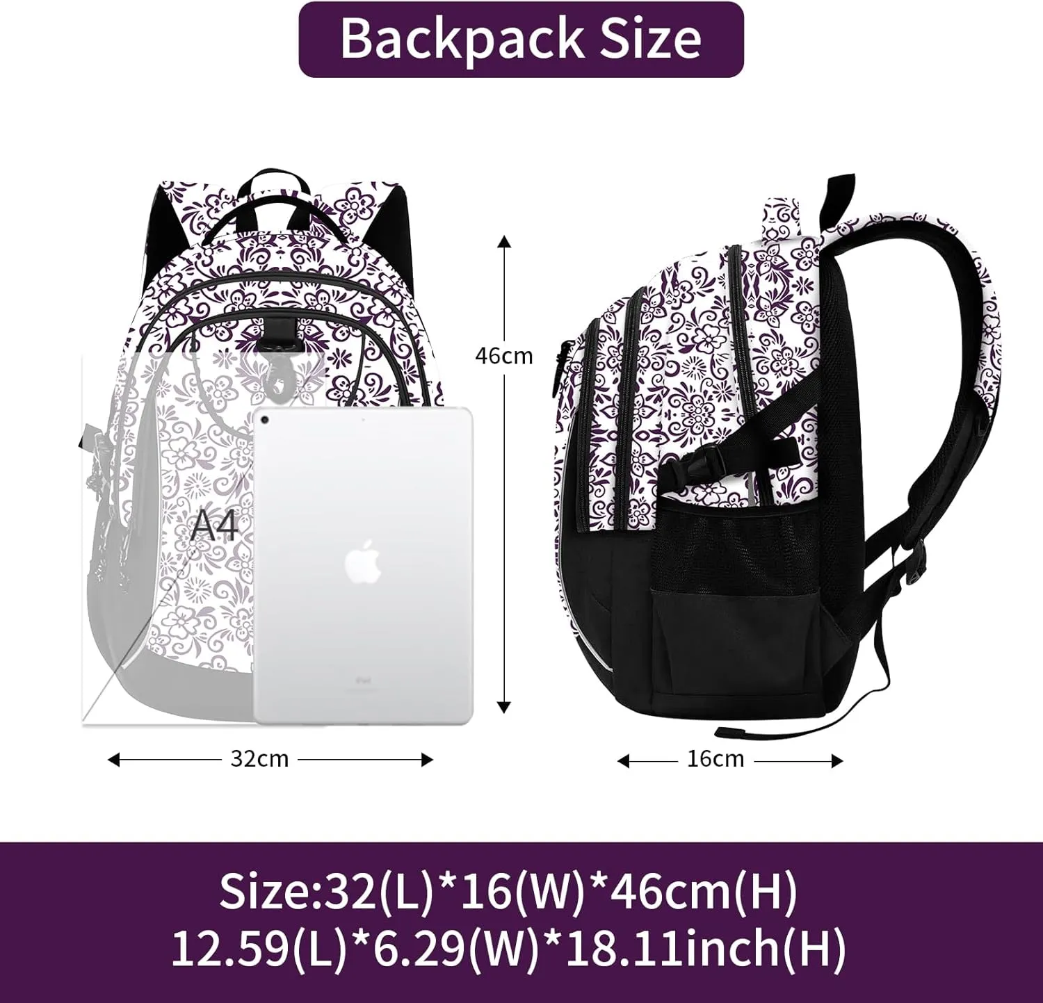 rickyh style School Backpack Travel Bag for Men & Women Lightweight College Back Pack with Laptop Compartmen
