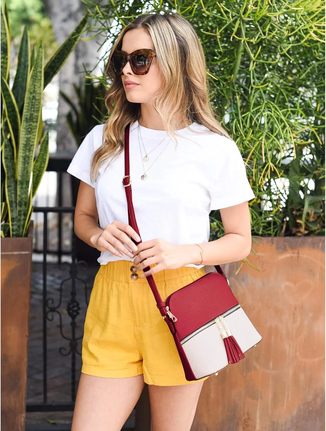 SG SUGU Lunar Lightweight Medium Dome Crossbody Bag Shoulder Bag with Tassel | Zipper Pocket | Adjustable Strap