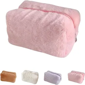 Small Cosmetic Bag,Women's Soft Plush Cute Cosmetic Bag,Mini Makeup Bag,Makeup Bag for Purse,Suitable for Ladies And Girls (Pink)