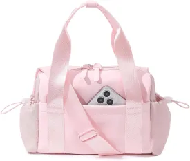 Small Gym Bag for Women, Mini Crossbody Gym Duffle Bag with Wet Compartment, Carry on Gym Tote Bag for Workout Dance Sport Travel (Pink)