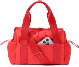 Small Gym Bag for Women, Mini Crossbody Gym Duffle Bag with Wet Compartment, Carry on Gym Tote Bag for Workout Dance Sport Travel (Red)
