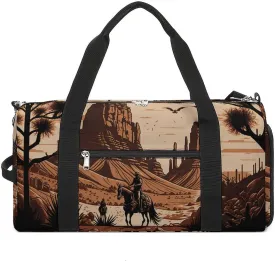 Sport Gym Duffel with Shoe Compartment Wet Pocket, Native-american-western-scene Shoulder Travel Bag for Women Men, style-2