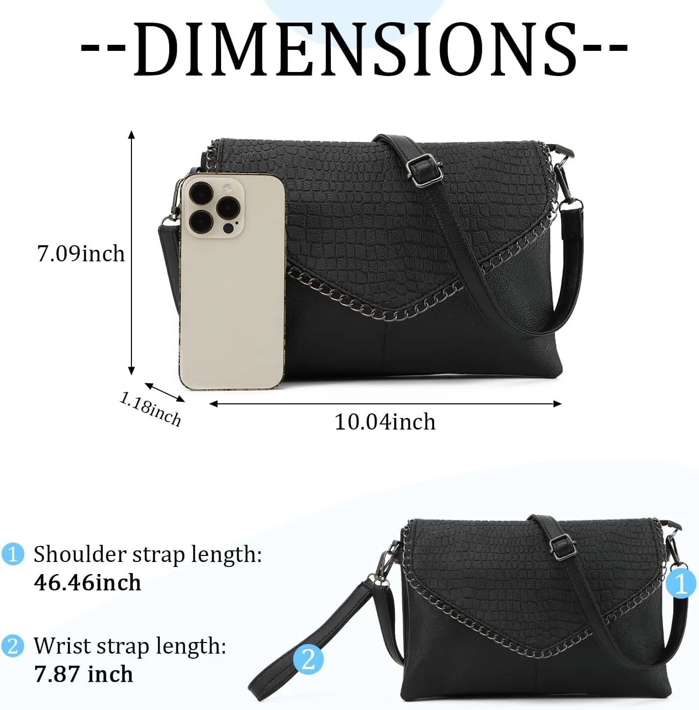 SUKUTU Women Skull Cross Body Bag Gothic Purse Vintage Punk Envelope Bag Classic Satchel Tote