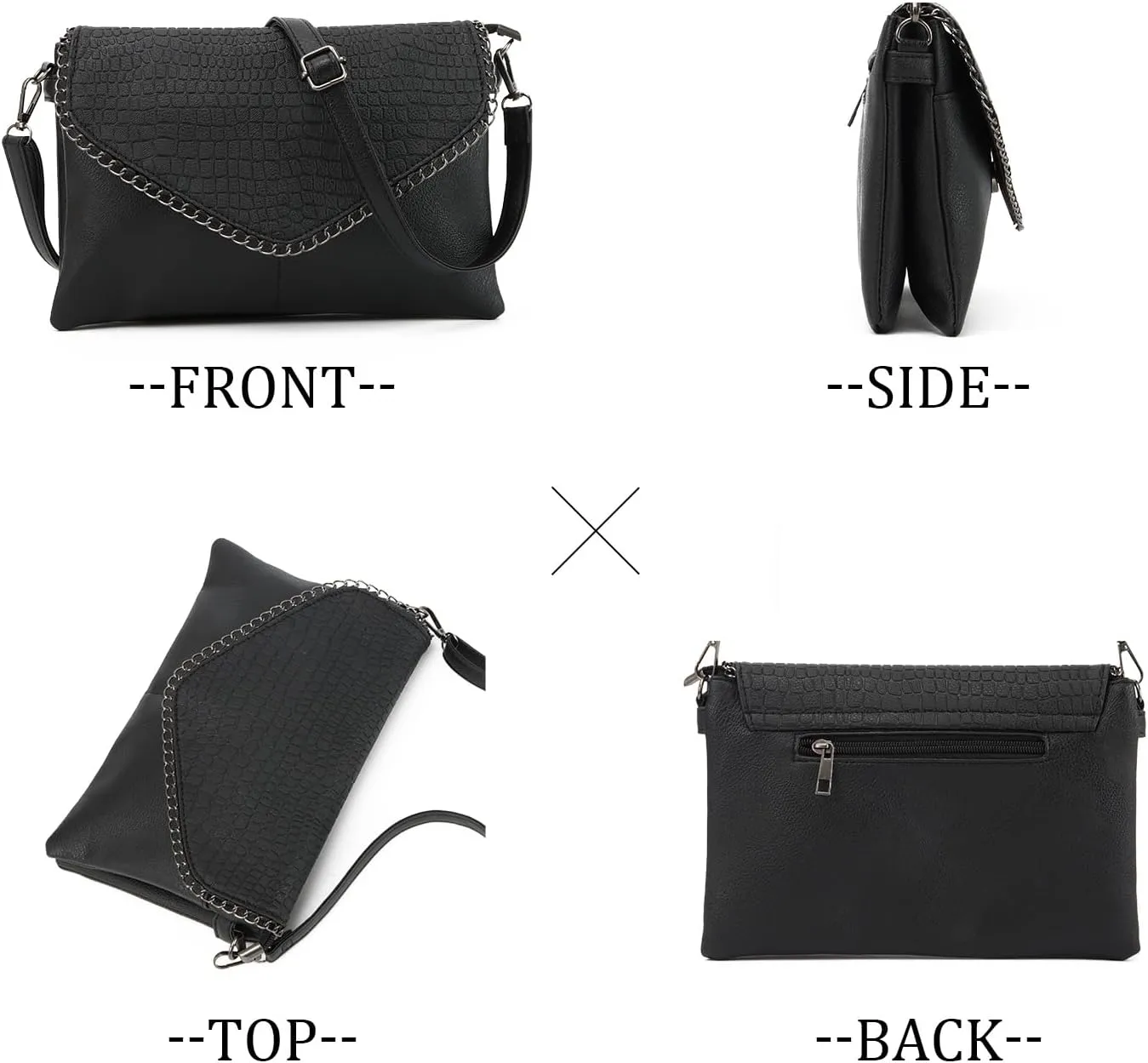 SUKUTU Women Skull Cross Body Bag Gothic Purse Vintage Punk Envelope Bag Classic Satchel Tote