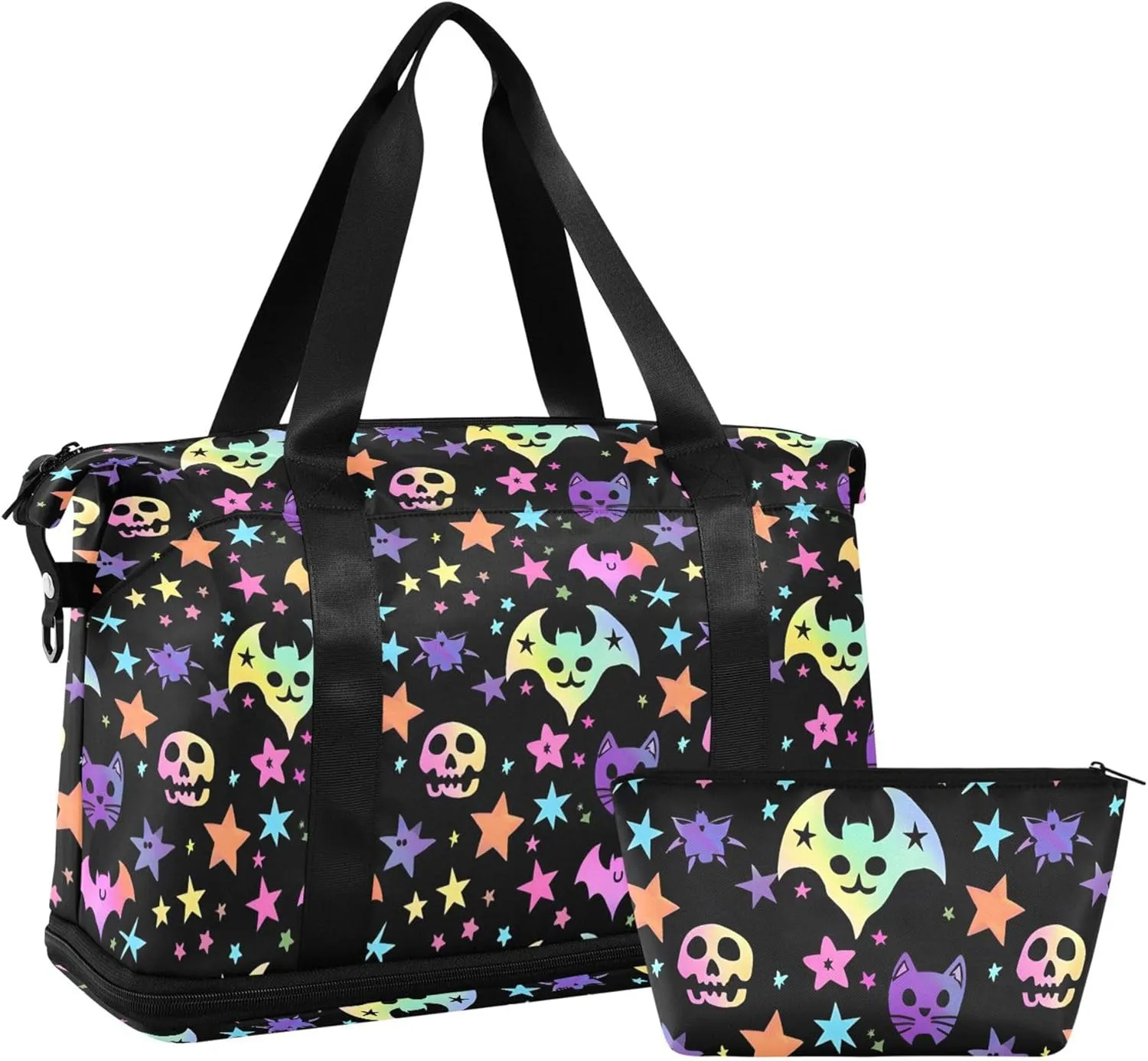 Travel Duffel Tote Bag Bats and Stars Sports Duffel Bag with Wet Pocket Weekender Overnight Bag for Women Men Gym Bag, Carry On Bag Hospital Bag for Labor and Delivery