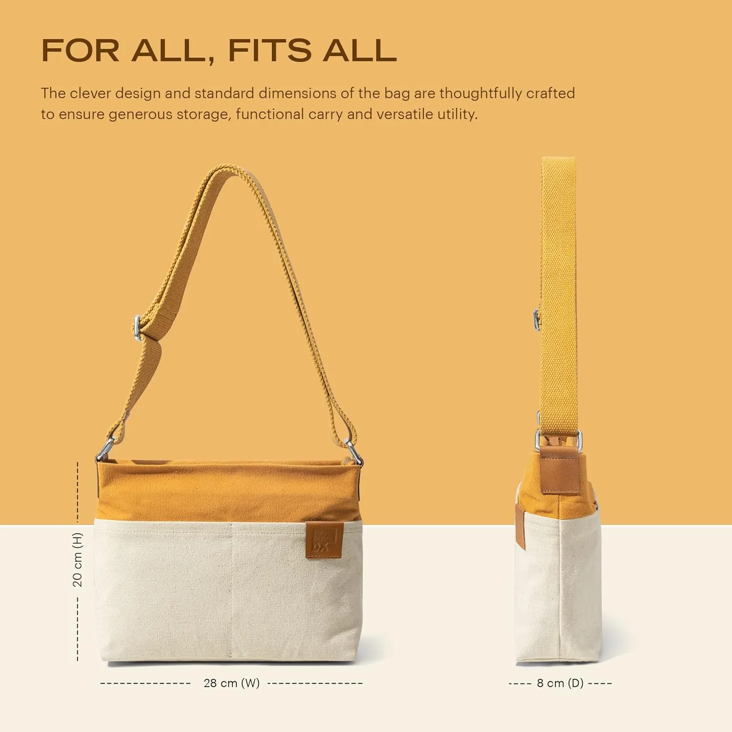 Unisex All Sunday Crossbody Messenger Bag | Trendy Cotton Handbag Purse | Shoulder Bag Organiser