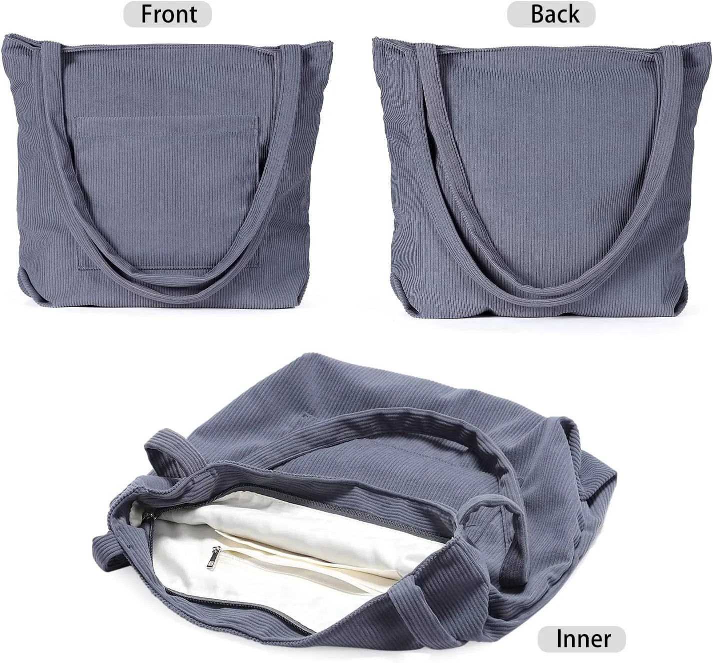 WantGor Women Corduroy Tote Bag, Large Shoulder Hobo Bags Casual Handbags Big Capacity Shopping Work Bag