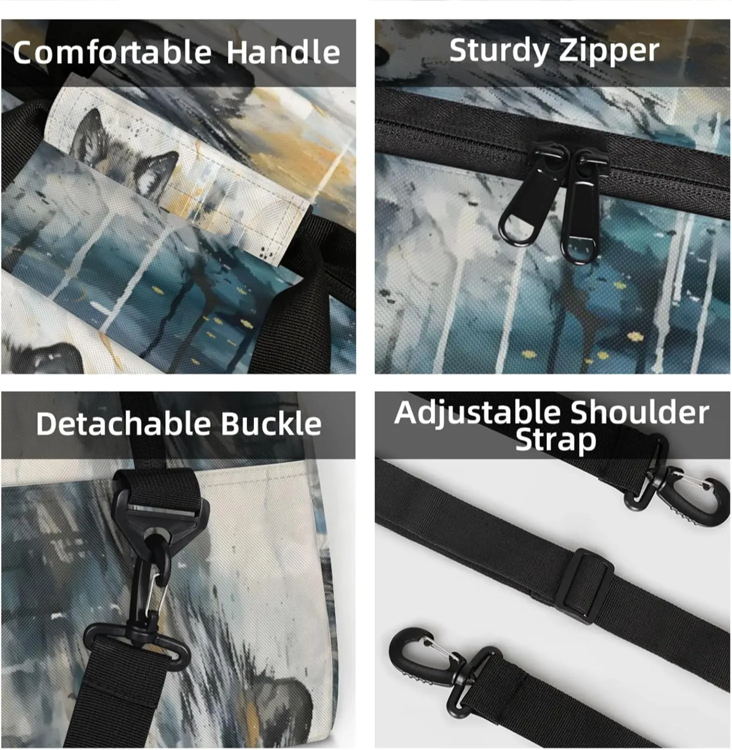 Wolf Wildlife Small Gym Bag 18 inch Carry On Duffel Bag for Weekender Travel Sports Workout Yoga Gymnastics Dance Ballet