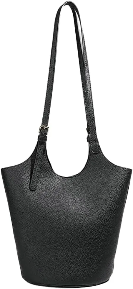 Womens PU Leather Shoulder Bag Large Bucket Tote Purse Handbag Casual Top Handle Satchel 2pcs with Adjustable Strap
