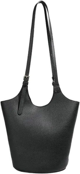 Womens PU Leather Shoulder Bag Large Bucket Tote Purse Handbag Casual Top Handle Satchel 2pcs with Adjustable Strap
